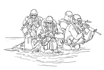 Fototapeta na wymiar Illustration Navy-Soldiers