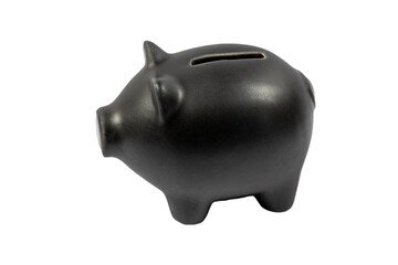 tirelire cochon de couleur noire, isolée sur un fond blanc