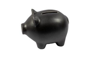 tirelire cochon de couleur noire, isolée sur un fond blanc