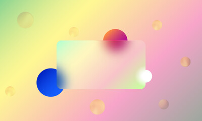Glasmorphism background illustration. Frame card. Spheres in shadows and gradients.