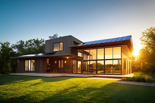 Eco-friendly home solar panels sustainability - created with Generative AI