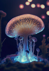 Macrophotography sparkling and romanticiscm  bioluminescenct jellyfish.