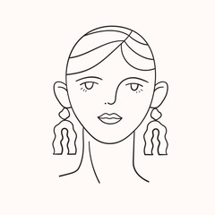Outline women face. Hand drawn art in line style. Vector illustration.