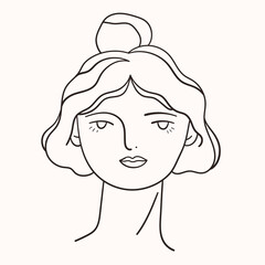 Outline women face. Hand drawn art in line style. Vector illustration.