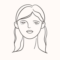 Outline women face. Hand drawn art in line style. Vector illustration.