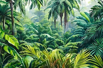 tropical jungle background made with Generative AI