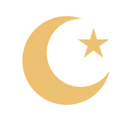 Star and crescent. Islamic moon and star.