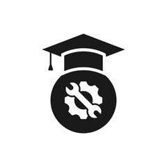 Machine education. Technical academy, mechanic school icon flat school isolated on white background. Vector illustration