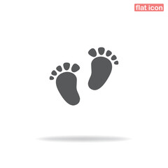 Simple vector human footprints icon. Silhouette icon isolated on white background. Minimalistic style.
