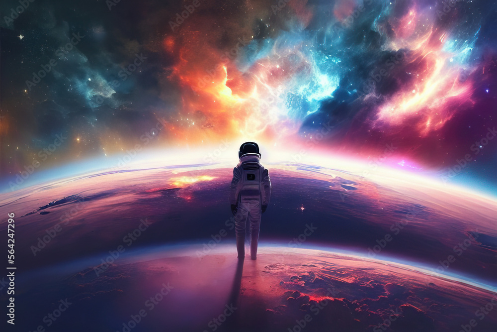 Poster person in the space, created with generative ai technology