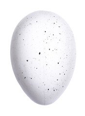 White spickled Easter egg. Isolated cutout on transparent background.