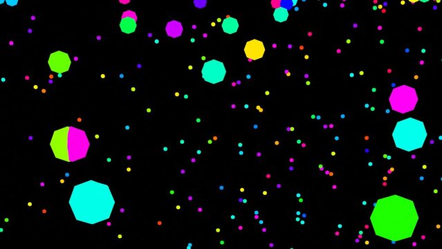 Neon color shapes flickering. Experimental screensaver animation. 
