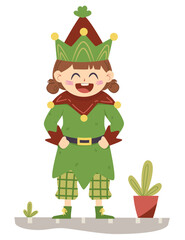 Little Girl with St. Patrick's Costume- Hand Drawn - St. Patricks Day