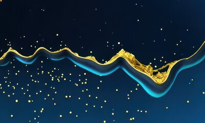 blue and gold liquid flow background created with Generative AI
