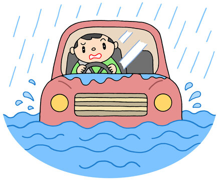 大雨洪水による車両浸水