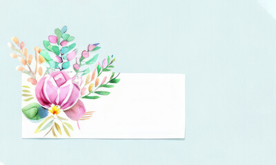 card with watercolor flowers created with Generative AI