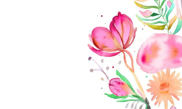 watercolor floral background created with Generative AI