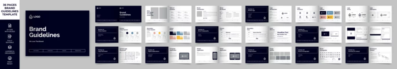 Fotobehang Landscape Brand Guideline Template, Simple style and modern layout Brand Style, Brand Book, Brand Identity, Brand Manual, Guide Book © Dream Choice