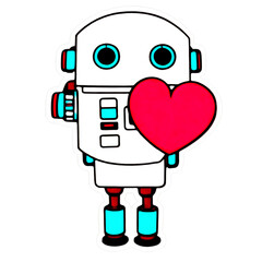 Cute robot with hearts. Generative AI