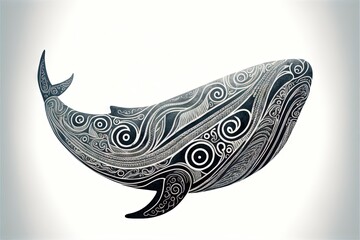 maori tribal whale sketch Polynesian tattoo pattern illustration generative ai - obrazy, fototapety, plakaty
