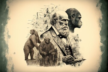 World Darwin Day representing the evolotuion theory illustration generative ai - obrazy, fototapety, plakaty