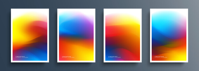 Set of multicolored backgrounds with abstract colored gradients. Vibrant color graphic templates collection for brochures, posters, flyers and covers. Vector illustration.