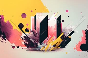 sporty energetic style abstract color splash with geometric shape artistic background wallpaper Generative Ai