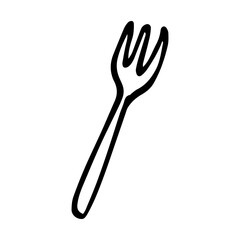 Fork doodle style vector illustration isolated on white