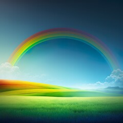 Obraz na płótnie Canvas Rainbow in the sky over the field