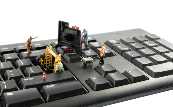 little figures try to hack the computer system