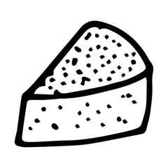 Piece of cake doodle vector illustration isolated on white