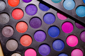 close up of colorful eyeshadow