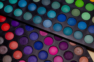 close up of colorful eyeshadow