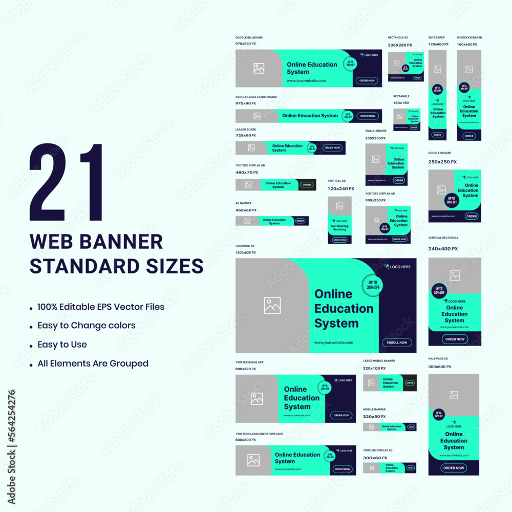 Canvas Prints online education system web set banner design template. online learning platform web bundle banner d