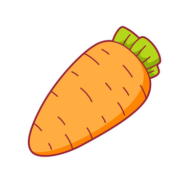 Illustration of cartoon carrot. Decorative item. Image for design.