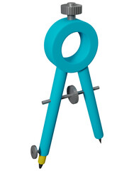 Drawing compass 3d illustration. Education concept with 3d school compass illustration