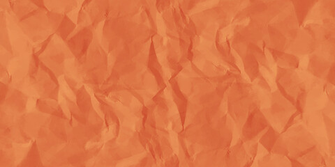 Fototapeta premium Orange creased crumpled paper texture can be use as background. Orange color crumpled sheet of paper background. Ragged orange Paper. orange waxed packing paper texture. 