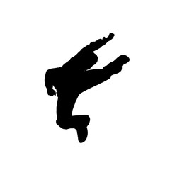 silhouette of a kungfu martial arts moves with transparent background