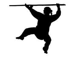 silhouette of a kungfu martial arts moves with transparent background