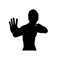 silhouette of a kungfu martial arts moves with transparent background