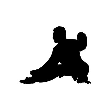 silhouette of a kungfu martial arts moves with transparent background