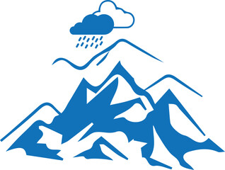 Mountain icon, hill icon blue vector