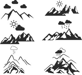 Mountain icon, hill icon black vector