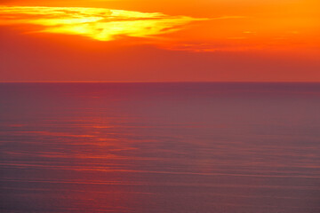 Naklejka na ściany i meble Sunset at mediterranean sea. Idyllic seascape in Balearic islands, Spain