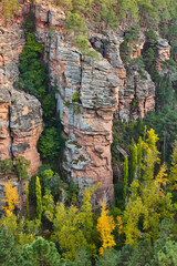 Picturesque rocky mountain forest landscape in autumn. Guadalajara, Spain
