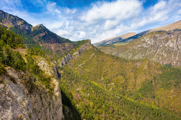 Fototapeta na wymiar View of the Bassotes mountain pass from the Grasolet viewpoint in the Cadi massif. Bergeda, Catalonia, Spain