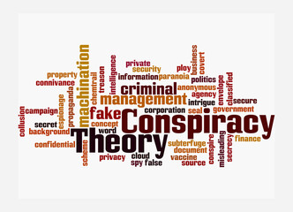 Word Cloud with CONSPIRACY THEORY, isolated on a white background