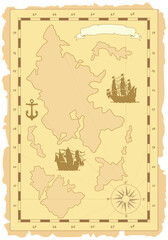 Old nautical card template.Pirate map concept.Vector illustration