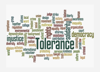 Word Cloud with TOLERANCE concept, isolated on a white background
