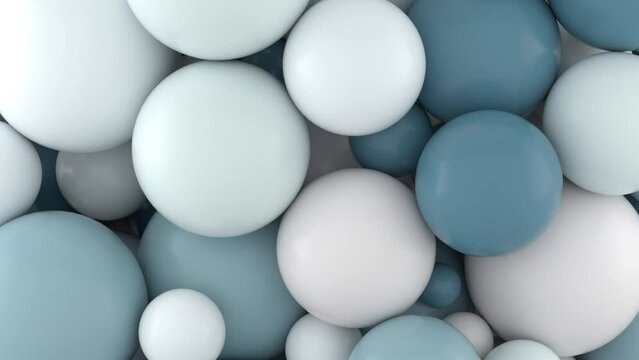 Loop 3D animation of blue and white spheres floating